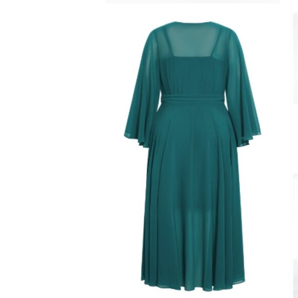 New Elegant Teal Wrap Dress / Size 14 - Picture 10 of 10